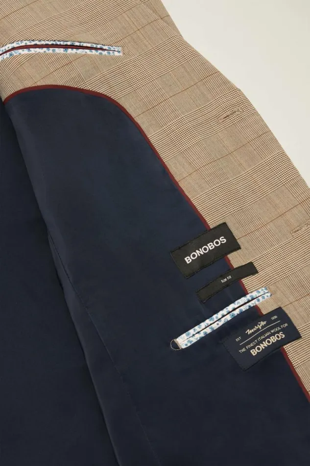 Men Jetsetter Italian Wool Suit Tan Plaid Bonobos Suits