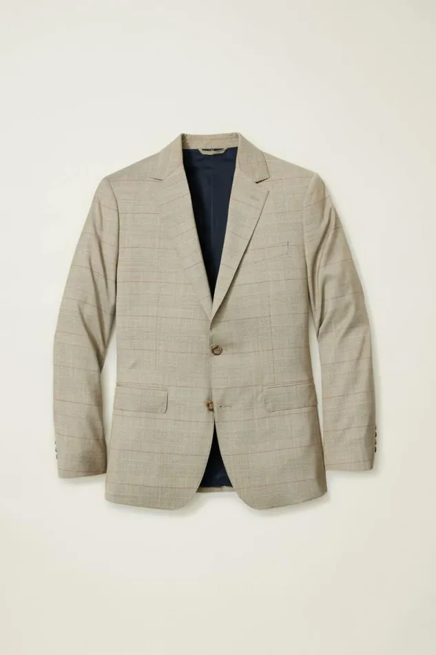 Men Jetsetter Italian Wool Suit Tan Plaid Bonobos Suits