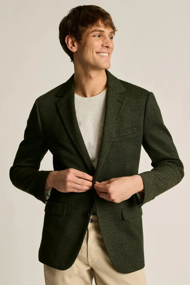 Men Jetsetter Knit Blazer Olive Birdseye Bonobos Blazers and Sport Coats