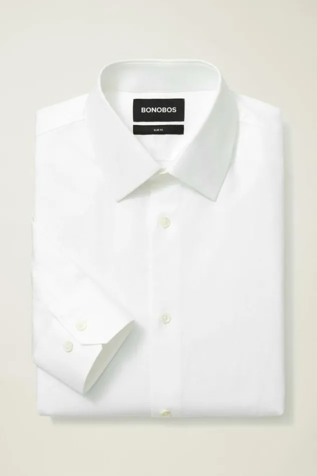 Men Jetsetter Premium Dress Shirt White Dobby Bonobos Formal Dress Shirts