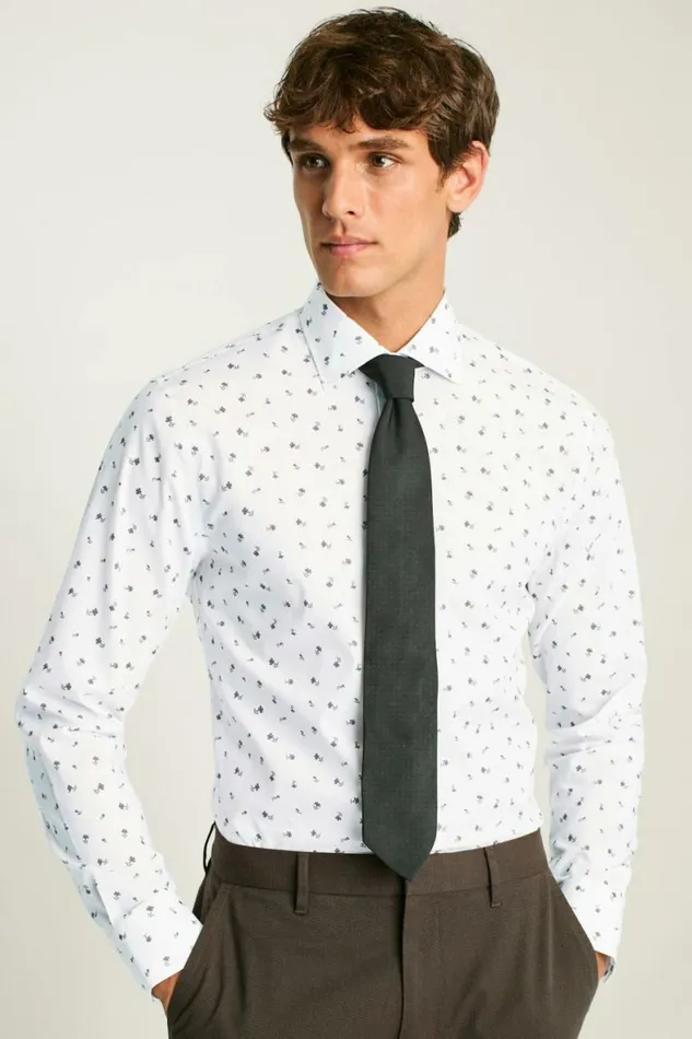 Men Jetsetter Stretch Dress Shirt Autumn Stamp Floral Bonobos Business Casual Shirts