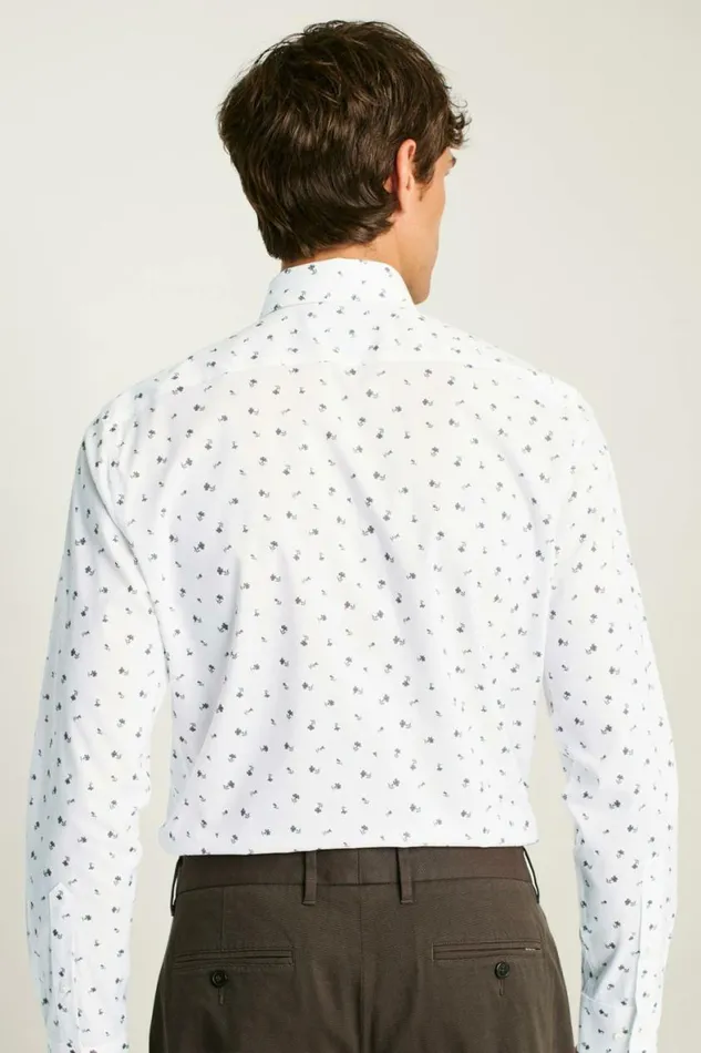 Men Jetsetter Stretch Dress Shirt Autumn Stamp Floral Bonobos Business Casual Shirts