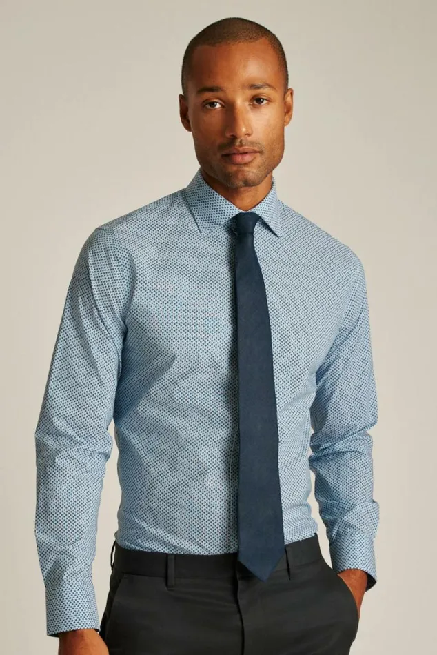 Men Jetsetter Stretch Dress Shirt Blue Amore Floral Bonobos Business Casual Shirts