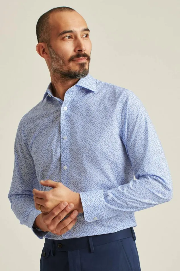 Men Jetsetter Stretch Dress Shirt Blue Paterson Floral Bonobos Business Casual Shirts