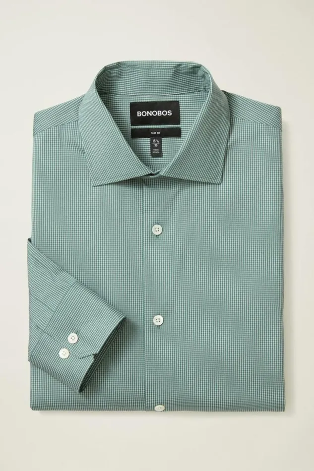 Men Jetsetter Stretch Dress Shirt Pine Green Check Bonobos Business Casual Shirts