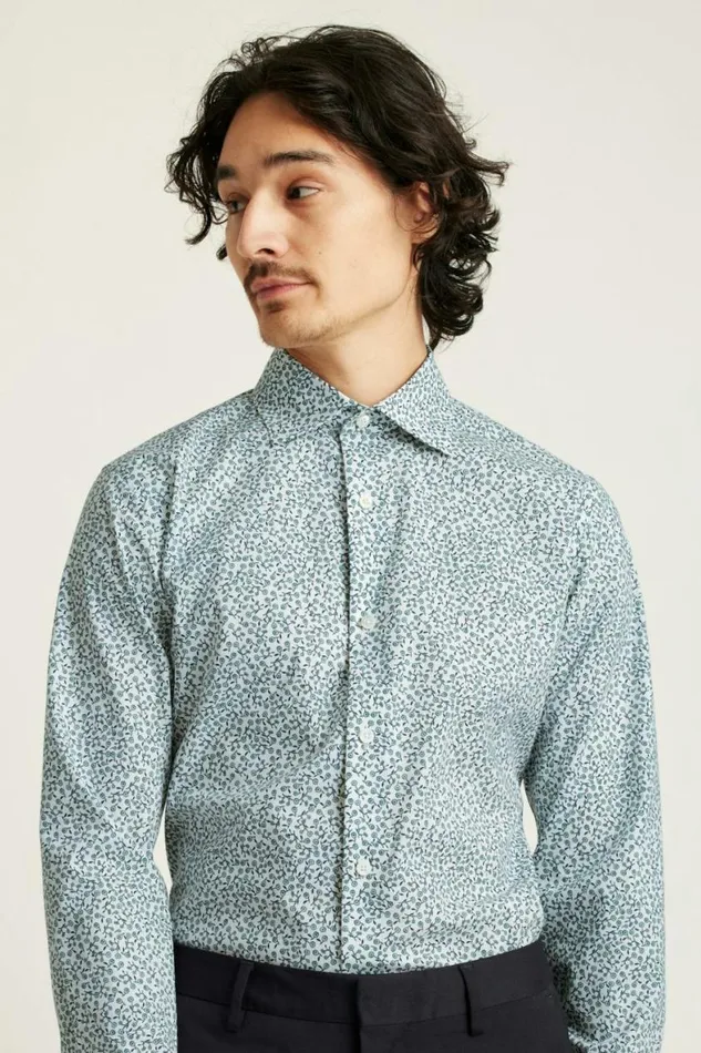Men Jetsetter Stretch Dress Shirt Sage Green Floral Bonobos Business Casual Shirts