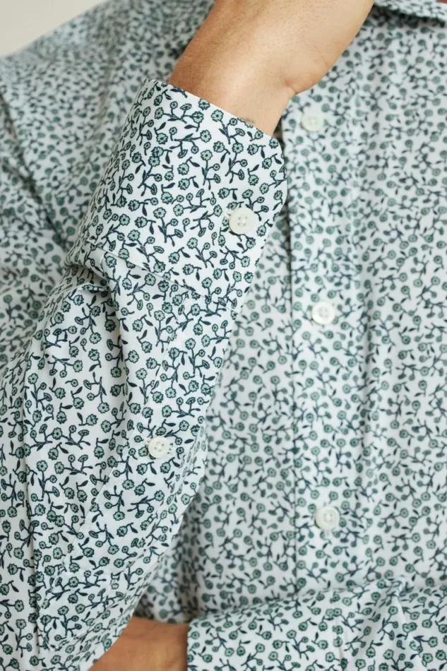 Men Jetsetter Stretch Dress Shirt Sage Green Floral Bonobos Business Casual Shirts