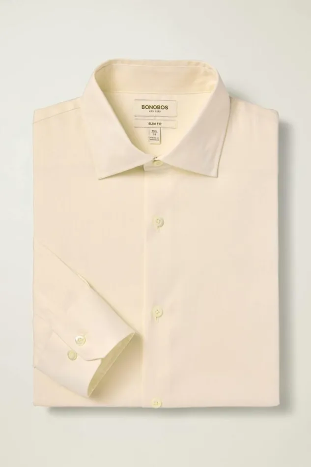 Men Jetsetter Stretch Dress Shirt Yellow Herringbone Bonobos Business Casual Shirts