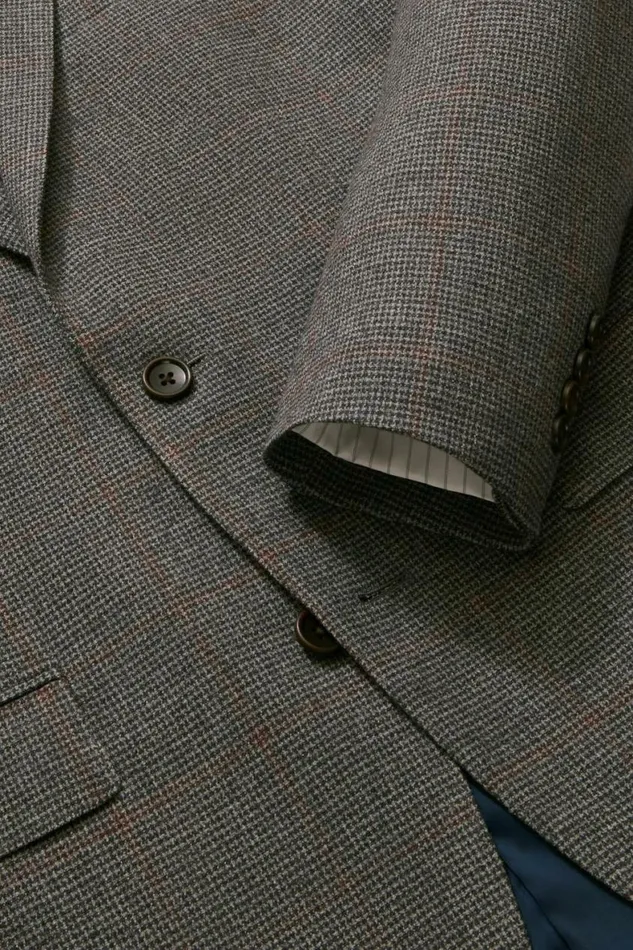 Men Jetsetter Stretch Italian Wool Blazer Grey Houndstooth Windowpane Bonobos Blazers and Sport Coats
