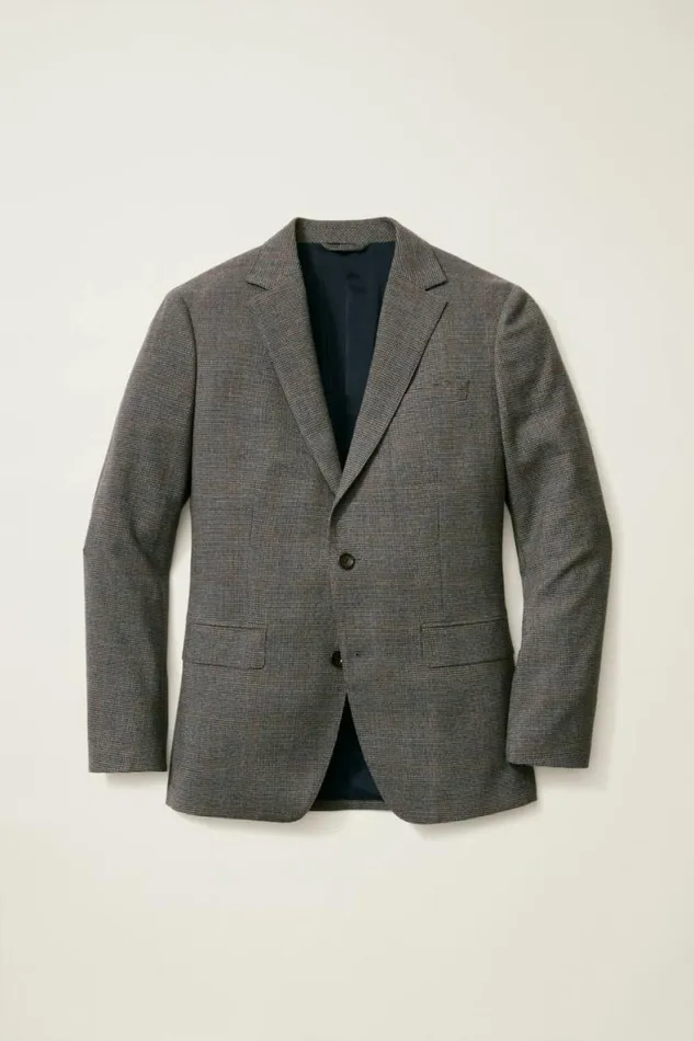Men Jetsetter Stretch Italian Wool Blazer Grey Houndstooth Windowpane Bonobos Blazers and Sport Coats