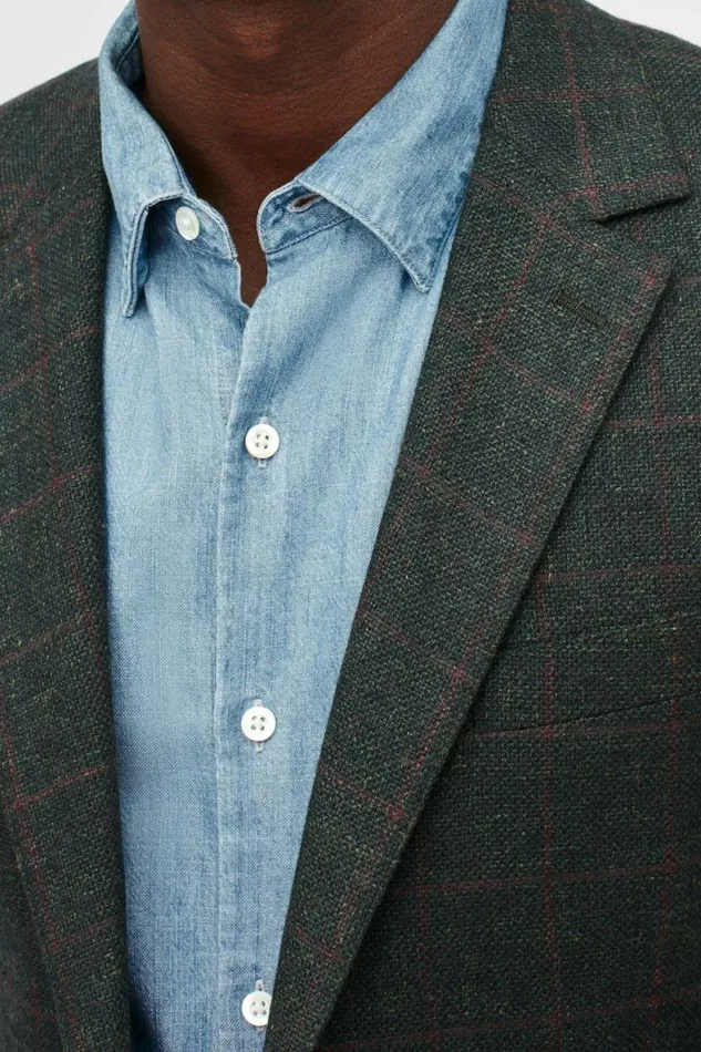 Men Jetsetter Stretch Italian Wool Blazer Teal Windowpane Bonobos Blazers and Sport Coats