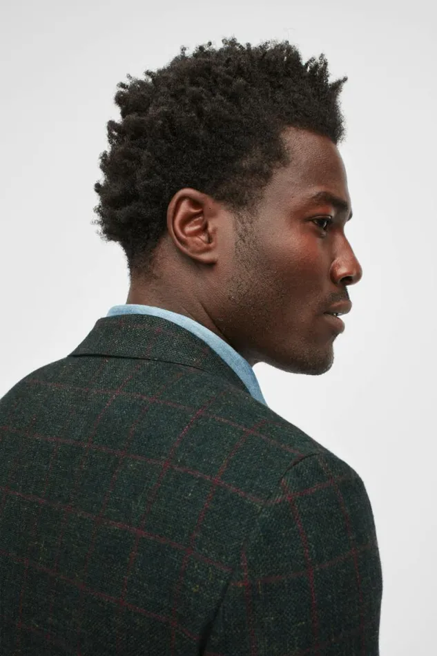 Men Jetsetter Stretch Italian Wool Blazer Teal Windowpane Bonobos Blazers and Sport Coats