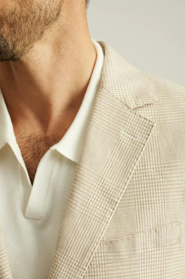 Men Jetsetter Unconstructed Blazer Light Sand Check Bonobos Blazers and Sport Coats