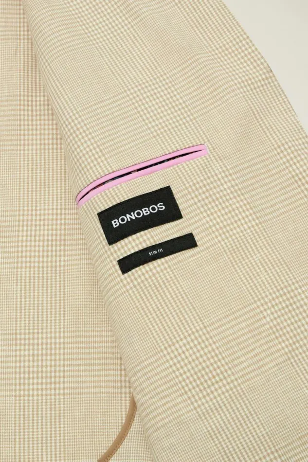 Men Jetsetter Unconstructed Blazer Light Sand Check Bonobos Blazers and Sport Coats