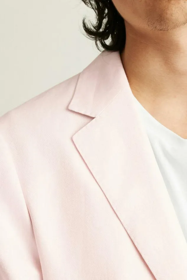 Men Jetsetter Unconstructed Blazer Pink Herringbone Bonobos Blazers and Sport Coats
