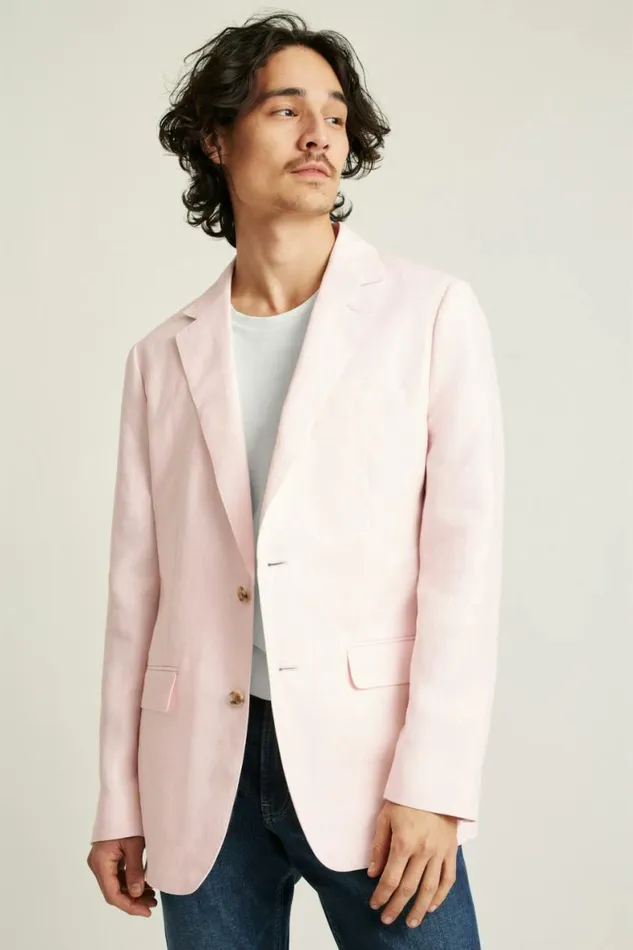 Men Jetsetter Unconstructed Blazer Pink Herringbone Bonobos Blazers and Sport Coats