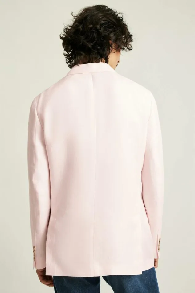 Men Jetsetter Unconstructed Blazer Pink Herringbone Bonobos Blazers and Sport Coats