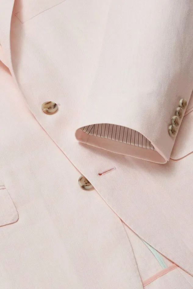 Men Jetsetter Unconstructed Blazer Pink Herringbone Bonobos Blazers and Sport Coats