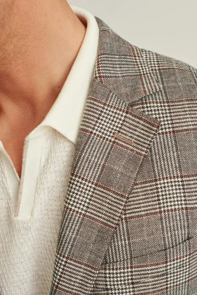 Men Jetsetter Unconstructed Italian Wool Blazer Grey Brown Glen Plaid Bonobos Blazers and Sport Coats