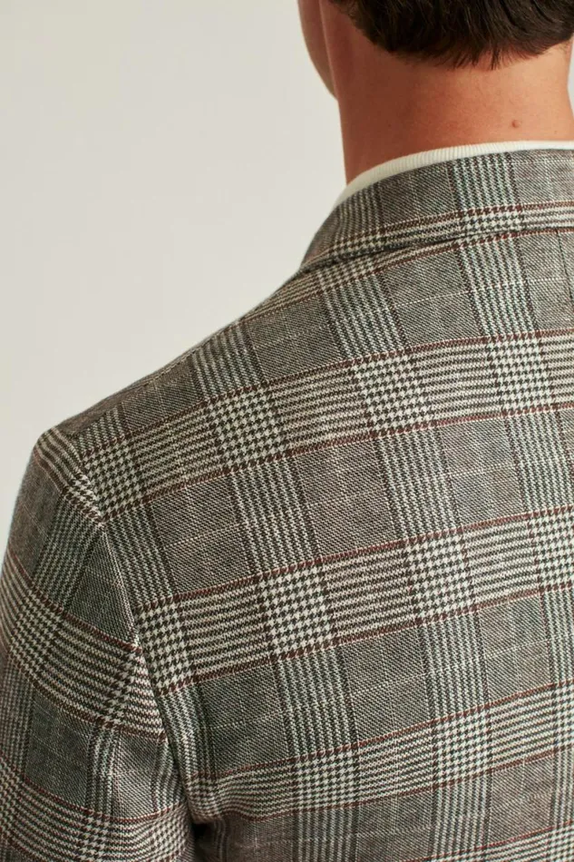 Men Jetsetter Unconstructed Italian Wool Blazer Grey Brown Glen Plaid Bonobos Blazers and Sport Coats