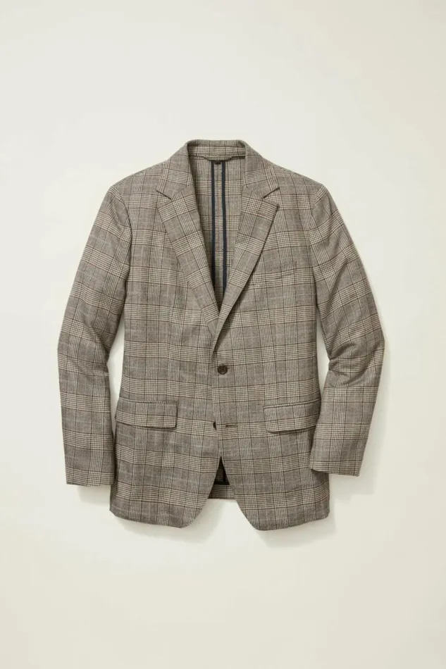 Men Jetsetter Unconstructed Italian Wool Blazer Grey Brown Glen Plaid Bonobos Blazers and Sport Coats