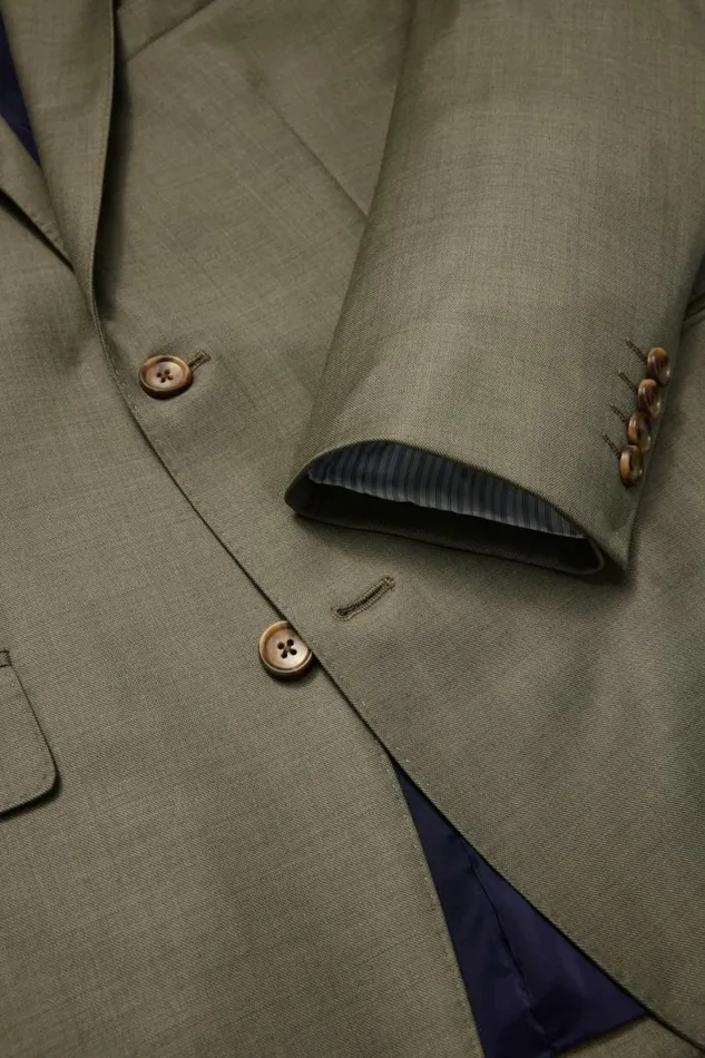 Men Jetsetter Wool Blazer Olive Sharkskin Bonobos Blazers and Sport Coats