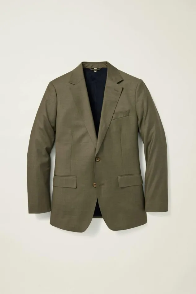 Men Jetsetter Wool Blazer Olive Sharkskin Bonobos Blazers and Sport Coats