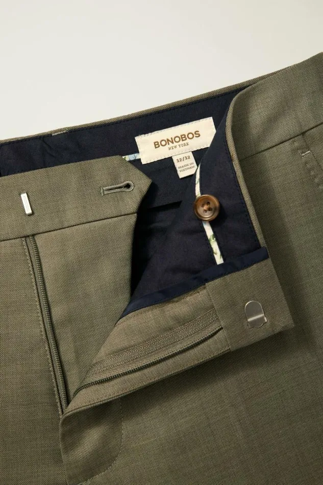 Men Jetsetter Wool Dress Pant Olive Sharkskin Bonobos Dress Pants