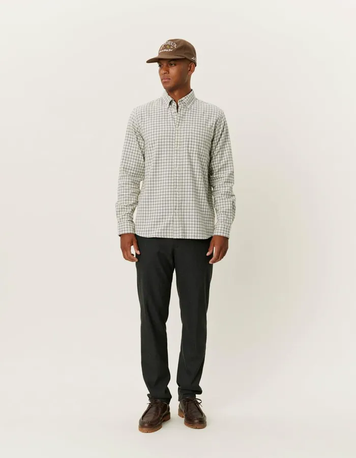 Men Kent Check Shirt 20 8211 IvoryLight Grey Melange Les Deux ShirtsOvershirts