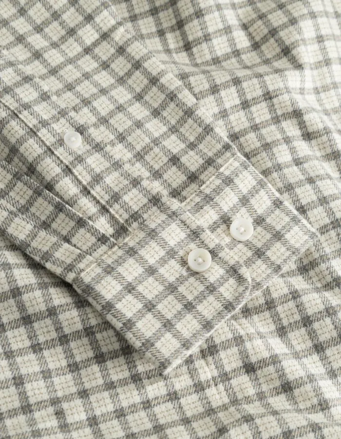 Men Kent Check Shirt 20 8211 IvoryLight Grey Melange Les Deux ShirtsOvershirts