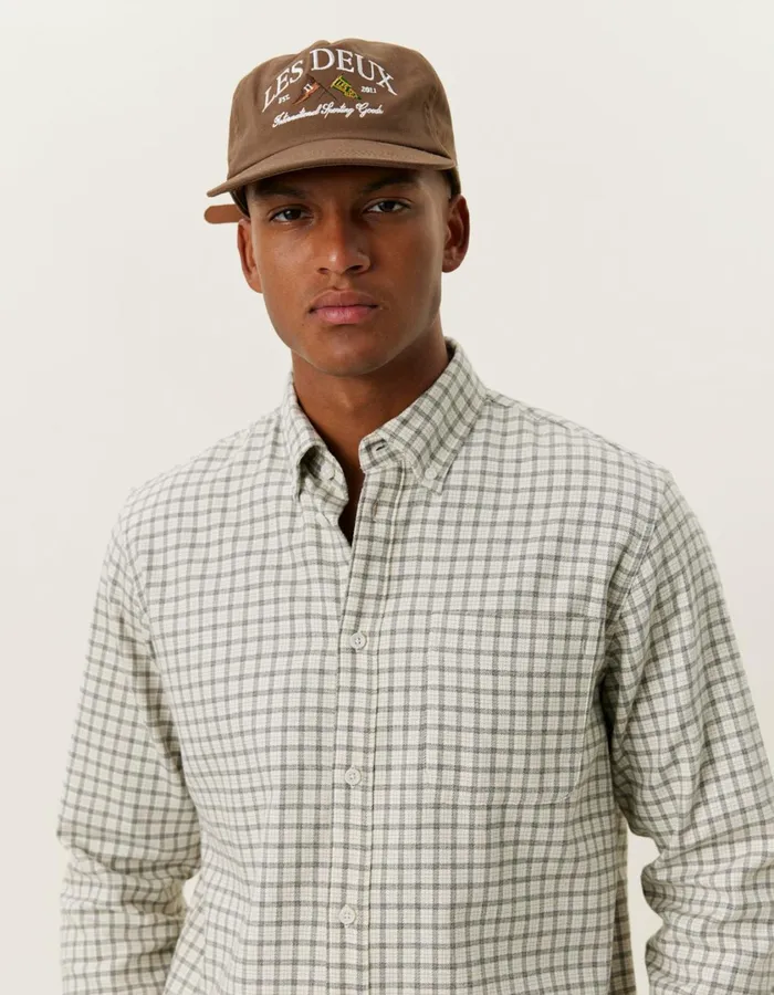 Men Kent Check Shirt 20 8211 IvoryLight Grey Melange Les Deux ShirtsOvershirts