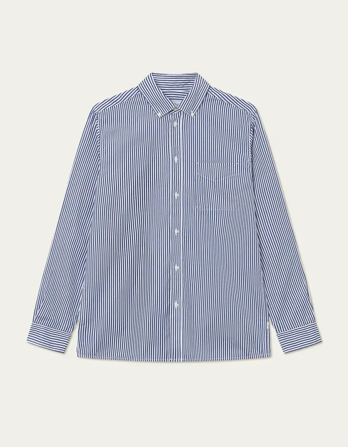 Men Kent Poplin Shirt 8211 WhiteSurf Blue Les Deux ShirtsOvershirts