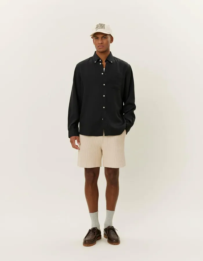 Men Kent Tencel Shirt 8211 BlackBlack Les Deux ShirtsOvershirts