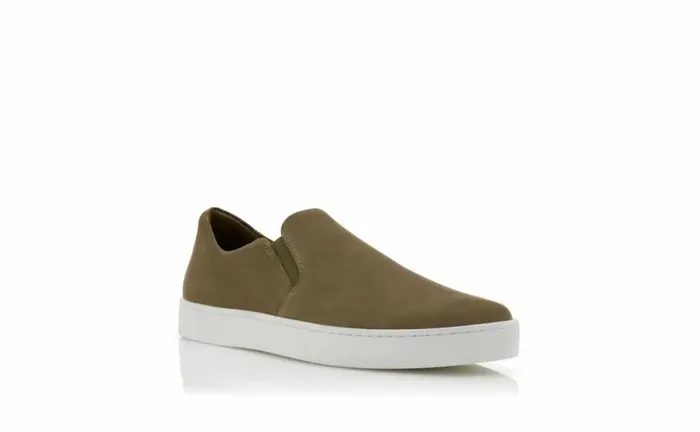 Men Khaki Green Suede SlipOn Sneakers Manolo Blahnik Loafers