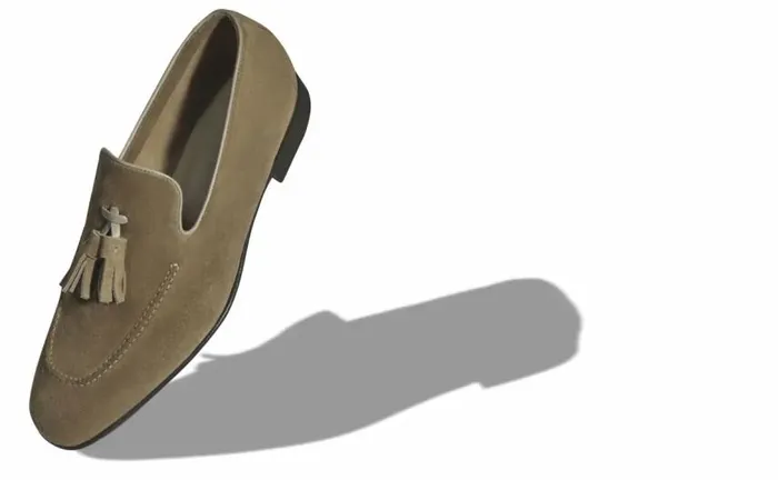 Men Khaki Suede Tassel Loafers Manolo Blahnik Loafers
