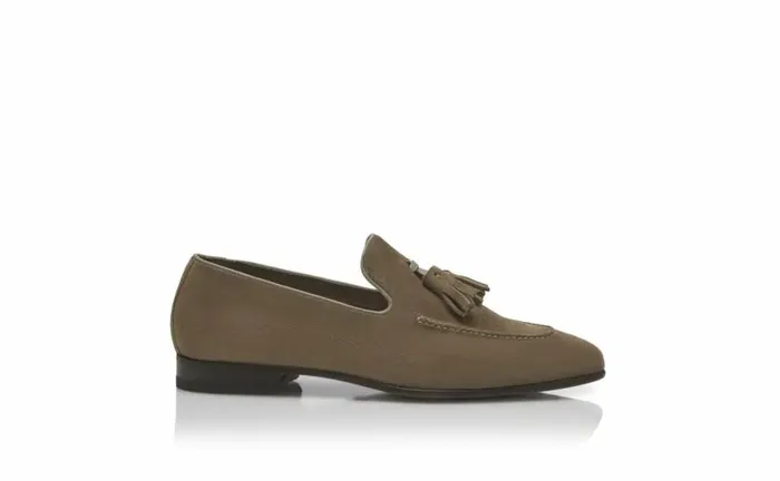 Men Khaki Suede Tassel Loafers Manolo Blahnik Loafers