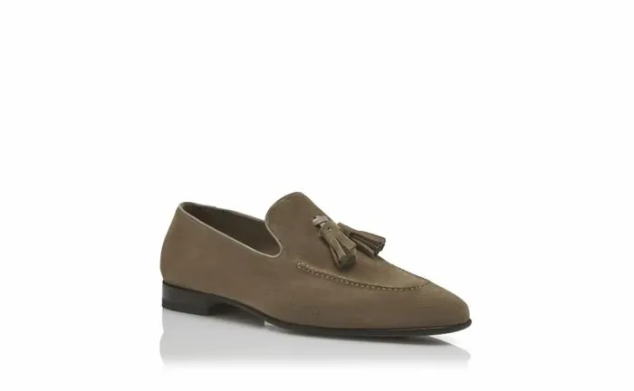 Men Khaki Suede Tassel Loafers Manolo Blahnik Loafers