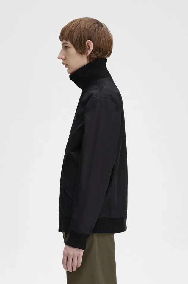 Men Knitted Rib Tennis Bomber Black Fred Perry Coats and Jackets Men Knitted Rib Tennis Bomber Black Fred Perry Coats and Jackets