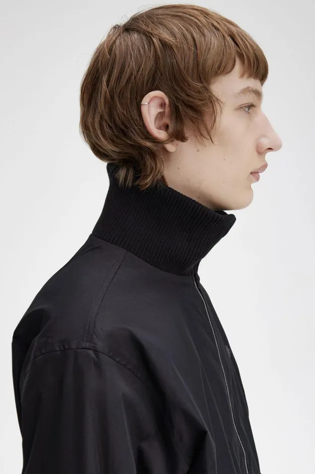 Men Knitted Rib Tennis Bomber Black Fred Perry Coats and Jackets Men Knitted Rib Tennis Bomber Black Fred Perry Coats and Jackets