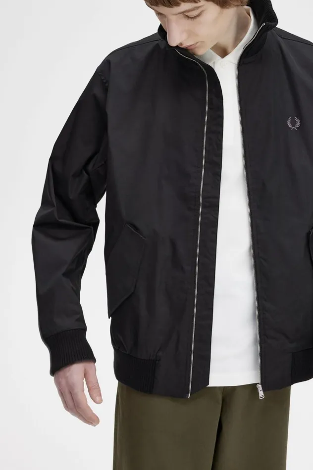 Men Knitted Rib Tennis Bomber Black Fred Perry Coats and Jackets Men Knitted Rib Tennis Bomber Black Fred Perry Coats and Jackets