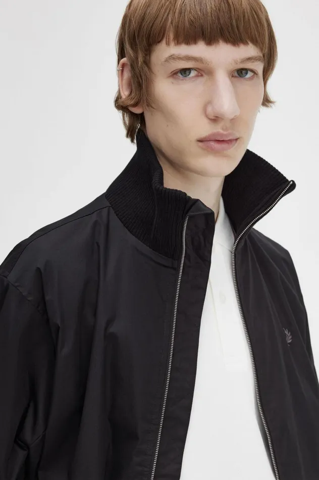 Men Knitted Rib Tennis Bomber Black Fred Perry Coats and Jackets Men Knitted Rib Tennis Bomber Black Fred Perry Coats and Jackets