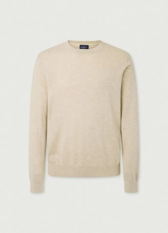 Men Knitwear Hackett London Cotton And Cashmere Jumper Taupe Beige