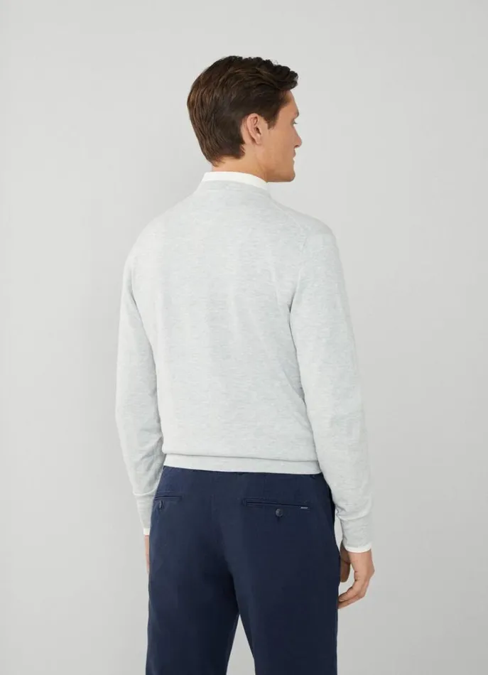 Men Knitwear Hackett London Cotton And Silk VNeck Jumper Oyster White