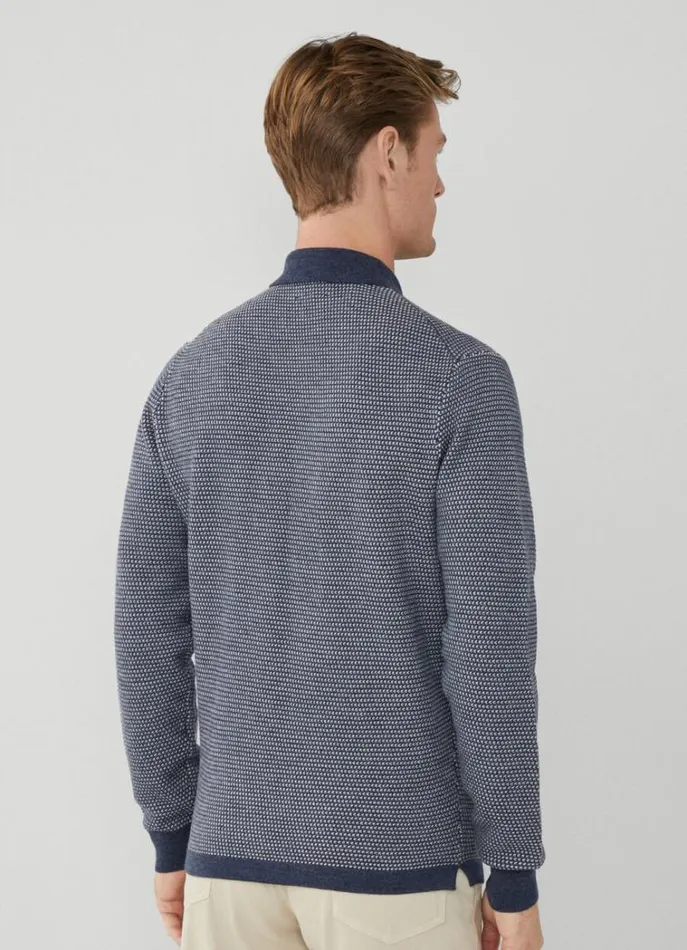 Men Knitwear Hackett London Knit Polo Blue Print