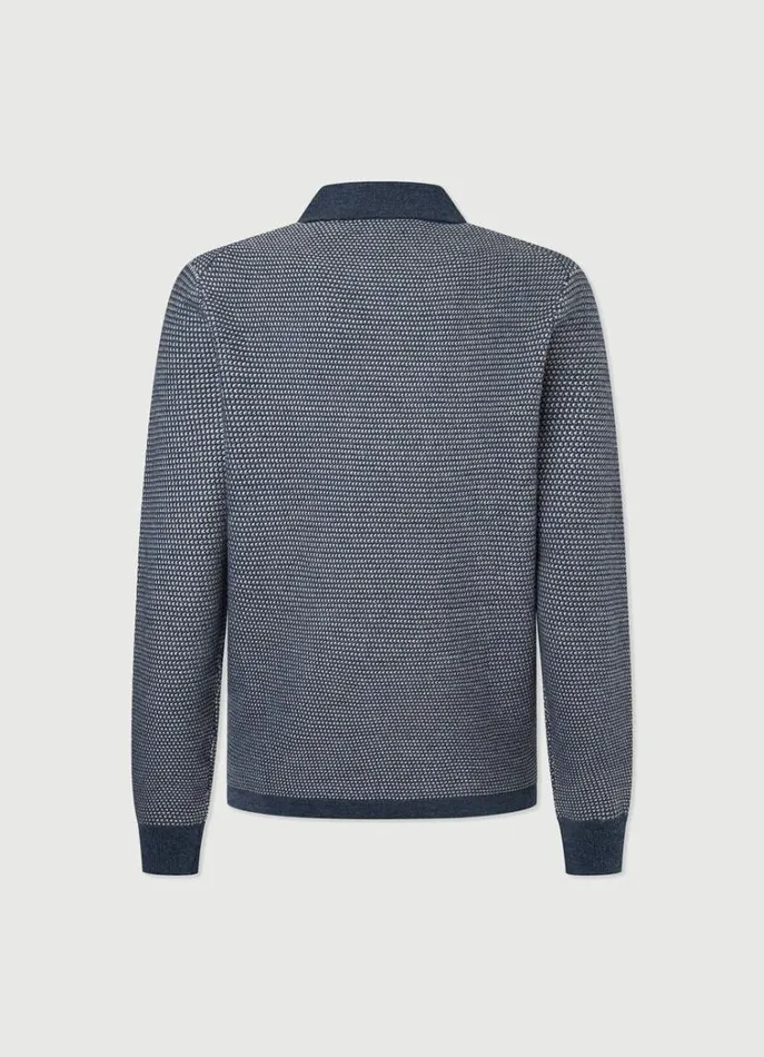 Men Knitwear Hackett London Knit Polo Blue Print