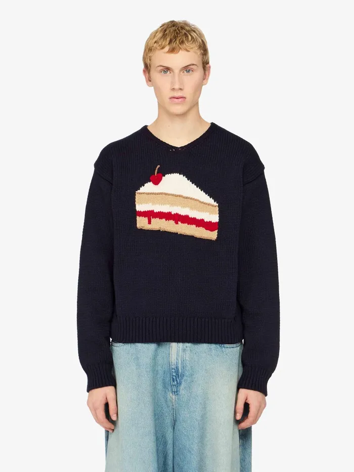 Men Knitwear JW Anderson 039CAKE039 INTARSIA SWEATER Blue Men Knitwear JW Anderson 039CAKE039 INTARSIA SWEATER Blue