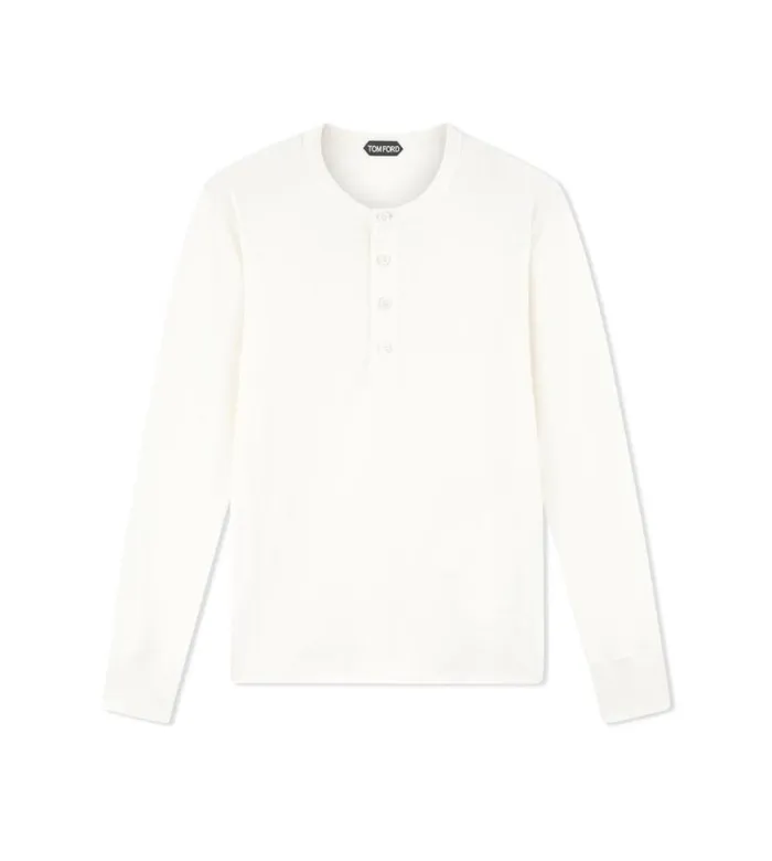 Men Knitwear Tom Ford Silk Cotton Henley White