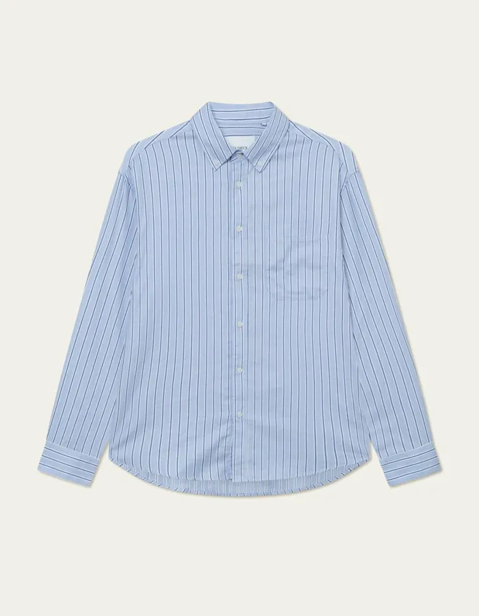 Men Kolton Herringbone Poplin Shirt 8211 WhiteBel Air Blue Les Deux ShirtsOvershirts Men Kolton Herringbone Poplin Shirt 8211 WhiteBel Air Blue Les Deux ShirtsOvershirts