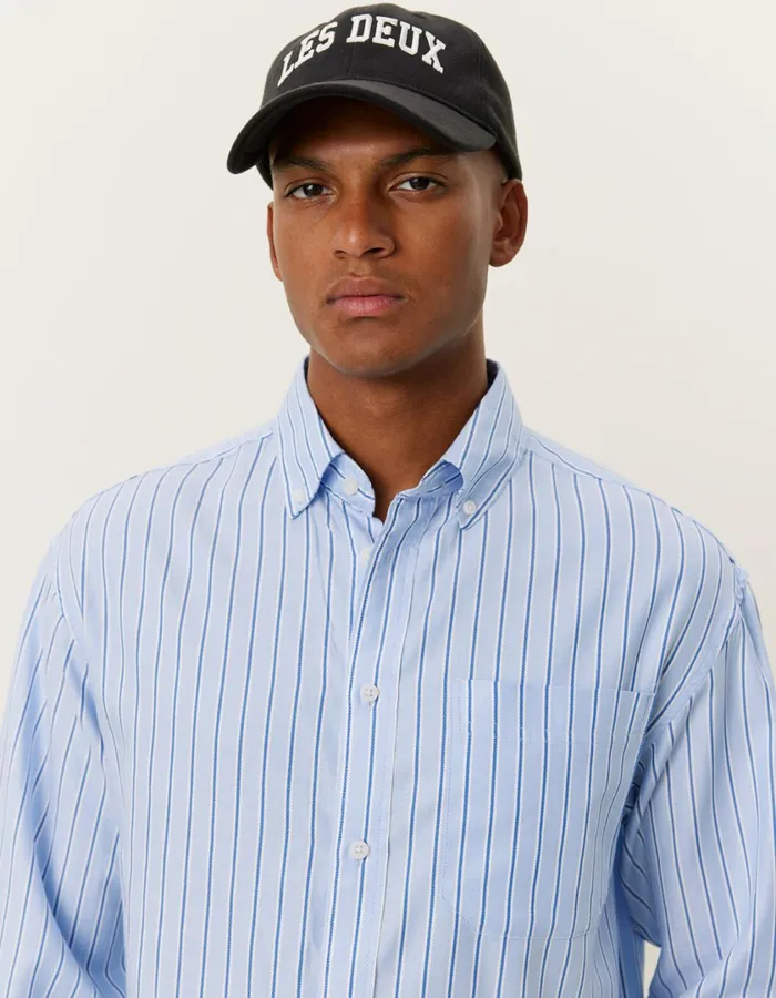 Men Kolton Herringbone Poplin Shirt 8211 WhiteBel Air Blue Les Deux ShirtsOvershirts