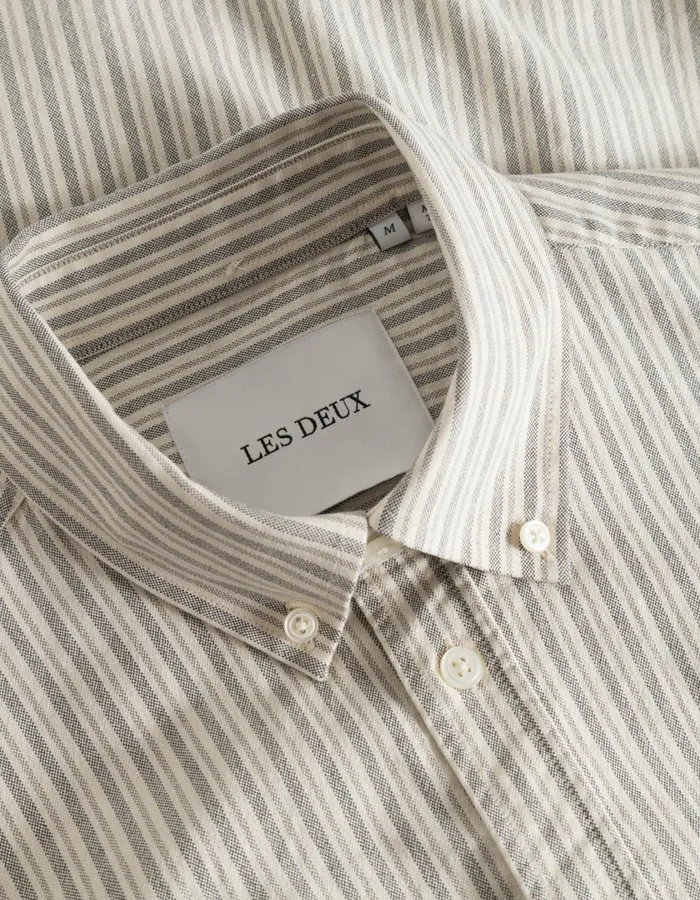 Men Konrad Stripe Oxford Shirt 8211 Light IvoryRosin Les Deux ShirtsOvershirts